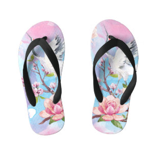 Tongs Enfants Aquarelle Rouge Motif japonais