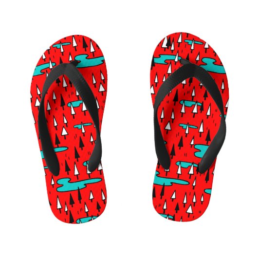 Tongs Enfants Arbres à main levée : motif de Noël scandinave. (Semelle)