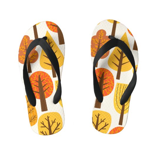 Tongs Enfants Arbres d'automne, motif sans soudure. (Semelle)