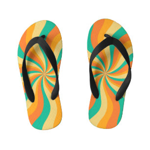 Tongs Enfants Arrière - plan coloré Retro les années 70 Sunburst