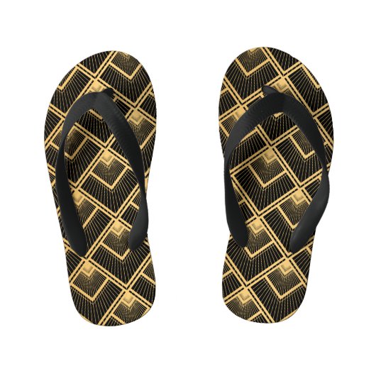 Tongs Enfants Art Déco Black Gold : Géométrique (Semelle)