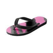 Tongs Enfants art pixel rose noir et gris (Incliné)