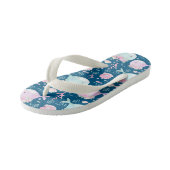 Tongs Enfants Baleines florales roses bleues (Incliné)