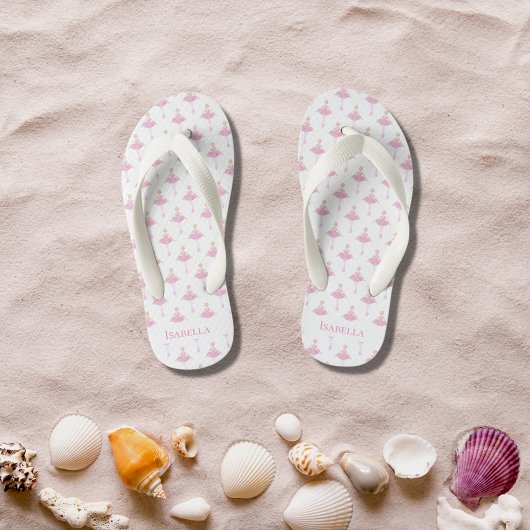 Tongs Enfants Ballerina princesse danseur rose blanc fille monog