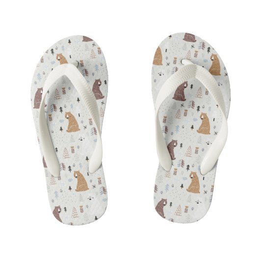 Tongs Enfants Bears mignonne dans le Motif Woods (Semelle)
