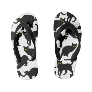 Tongs Enfants Black Cats on White