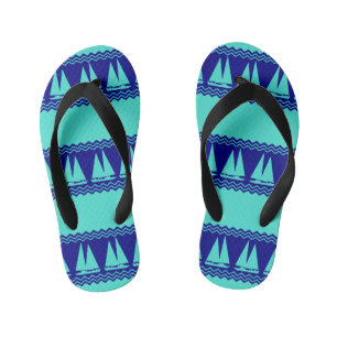 Tongs Enfants Bleu Nautique Voilier Côtière Stripes