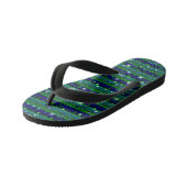Tongs Enfants Bleu vert rayures avec étoiles et Raindrops (Incliné)