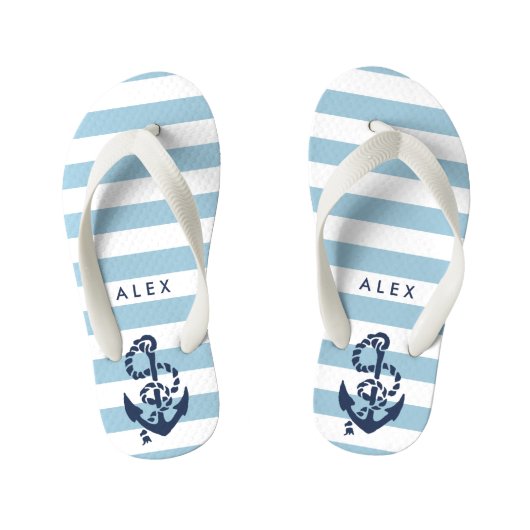 Tongs Enfants Blue Nautical Ancres Boys Flip Flops (Semelle)