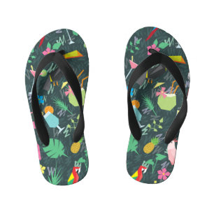 Tongs Enfants Boissons D'Oiseaux Tropicaux : Vibrant Sans Fil.