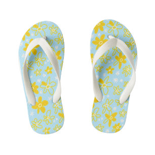 Tongs Enfants Bouquet Fleur Daisy Meadow Sky Jaune Blanc