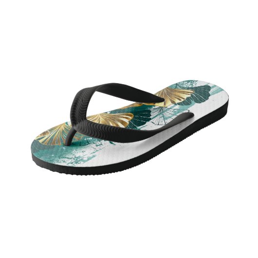 Tongs Enfants Branche avec Feuilles d'or Ginko Biloba (Incliné)