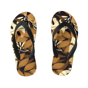 Tongs Enfants Bright Tropical Feuilles Dark Motif