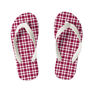 Tongs Enfants Burgundy White Plaid Pattern
