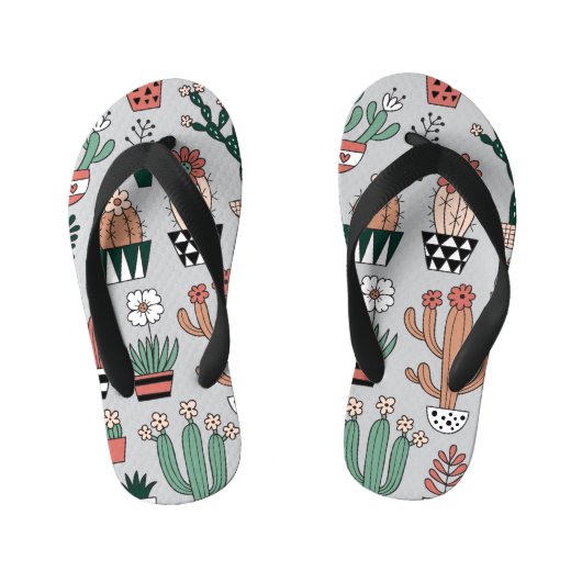Tongs Enfants Cactus en fleurs mignons : Motif à main (Semelle)