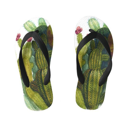 Tongs Enfants Cactus, succulents : aquarelle vintage. (Semelle)