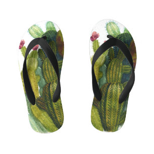 Tongs Enfants Cactus, succulents : aquarelle vintage.