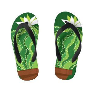 Tongs Enfants Cactus vert : motif abstrait naturel.