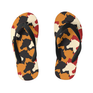 Tongs Enfants Camouflage tête de licorne, répétition motif.