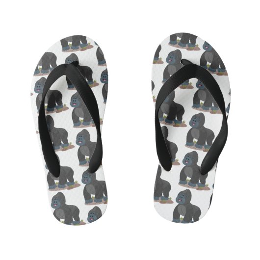 Tongs Enfants Caricature de gros gorilles joyeux (Semelle)