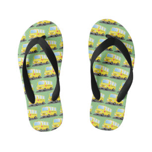 Tongs Enfants Caricature du bus scolaire jaune joyeux