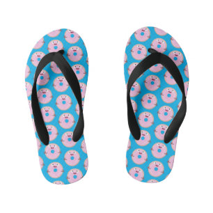 Tongs Enfants Caricature joli beignet rose vitré