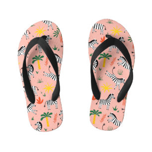 Tongs Enfants Caricature Zebras Funny Motif sans couture