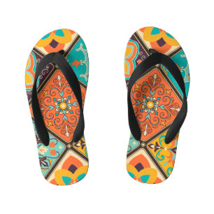 Tongs Enfants Carrelage coloré à patchwork d'inspiration islamiq