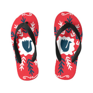 Tongs Enfants Carrelage de Noël Folk Doodle Art