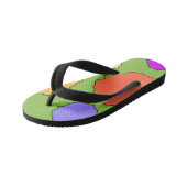 Tongs Enfants Cercles colorés géométriques funky rétro (Incliné)