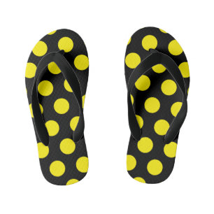 Tongs Enfants Cercles jaunes sur Arrière - plan noir