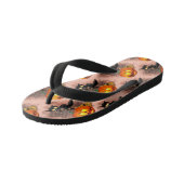 Tongs Enfants Chat effrayé par Citrouille Fun Halloween caractèr (Incliné)