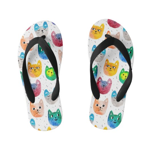 Tongs Enfants Chats d'aquarelle et amis (Semelle)