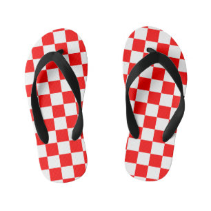 Tongs Enfants Chèques croates rouges et blancs