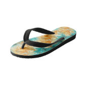 Tongs Enfants Chic Turquoise Pêche Orange Floral (Incliné)