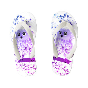 Tongs Enfants Chouette Cute Et Fleur De Cerisier Rose Violet