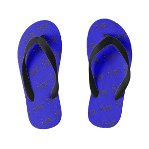 Tongs Enfants Christopher, Nom, Logo, Sur Mosaïque Bleue,