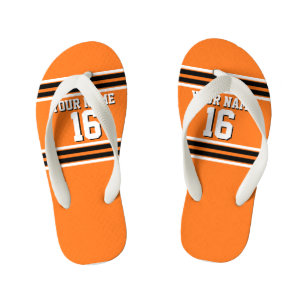 Tongs Enfants Citrouille Orange Blk Team Jersey Numéro personnal