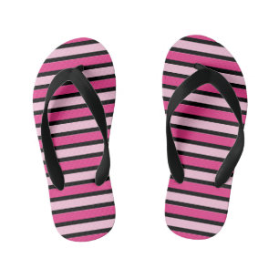 Tongs Enfants Classique Chic Cute Rose & Black Stripes