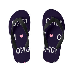 Tongs Enfants Coeurs, texte OMG, motif mignon