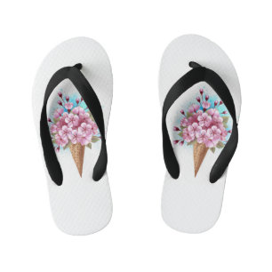 Tongs Enfants Cône de gaufre de glace rose Sakura