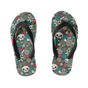 Tongs Enfants Crâne en fleurs