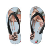 Tongs Enfants Croquis animal d'hiver, arrière - plan bleu. (Semelle)