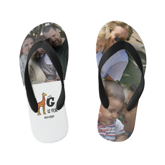 Tongs Enfants Custom monogram G is for Giraffe cute giraffes (Semelle)