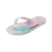 Tongs Enfants Cute Girly Rainbow Shimmer Empreinte de léopard (Incliné)