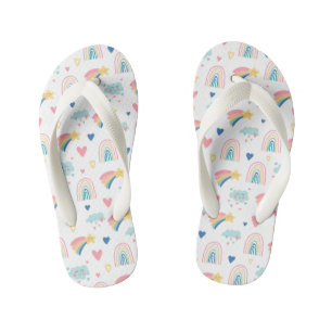 Tongs Enfants Cute Rainbow Hearts & Clouds Motif