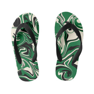 Tongs Enfants Déversement - vert, crème et noir