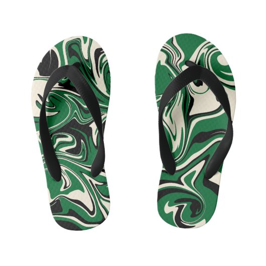 Tongs Enfants Déversement - vert, crème et noir (Semelle)