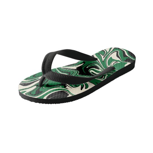 Tongs Enfants Déversement - vert, crème et noir (Incliné)