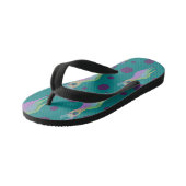 Tongs Enfants Dotty Llama sur Turquoise (Incliné)